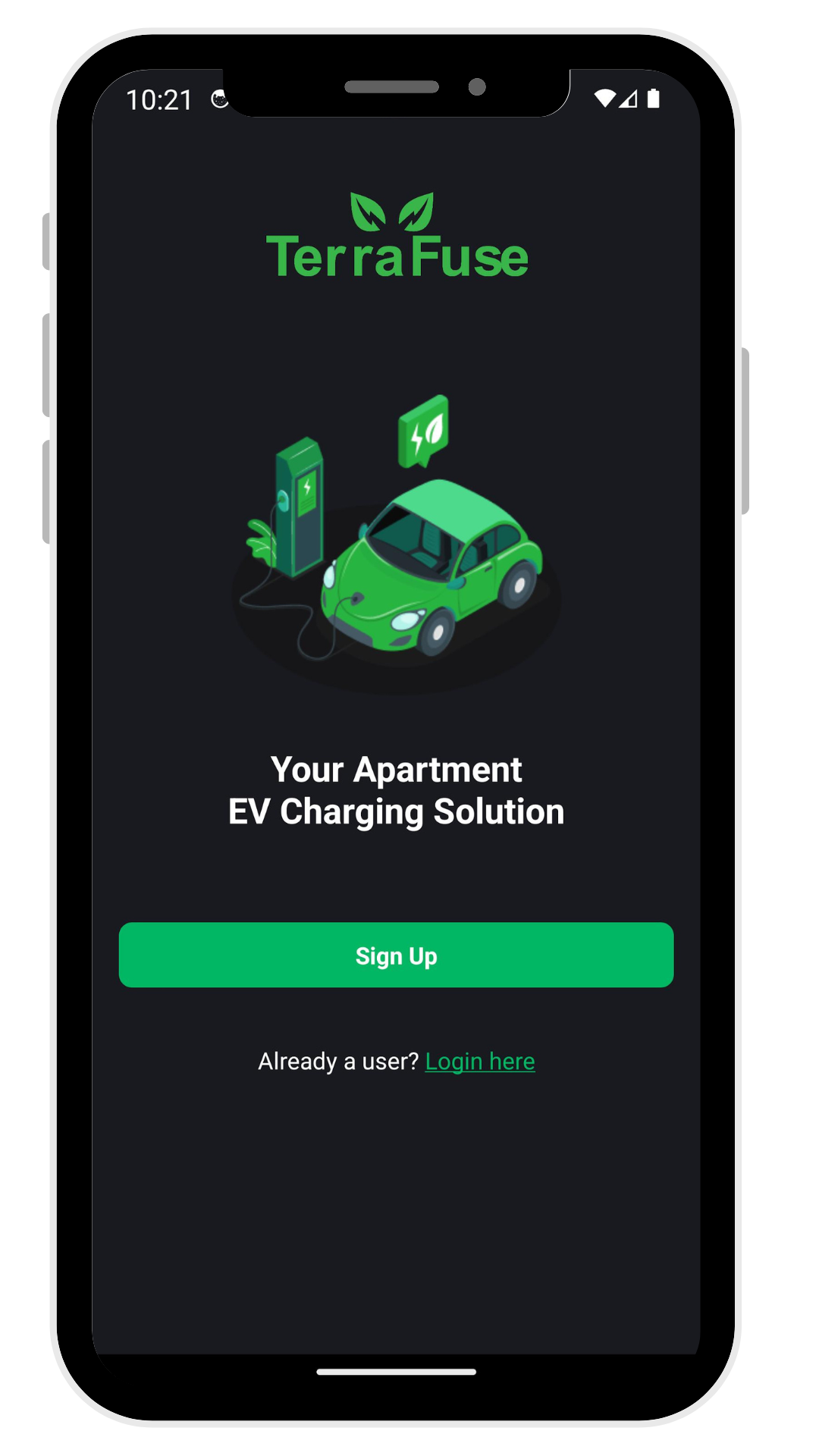 TerraFuse mobile app screen